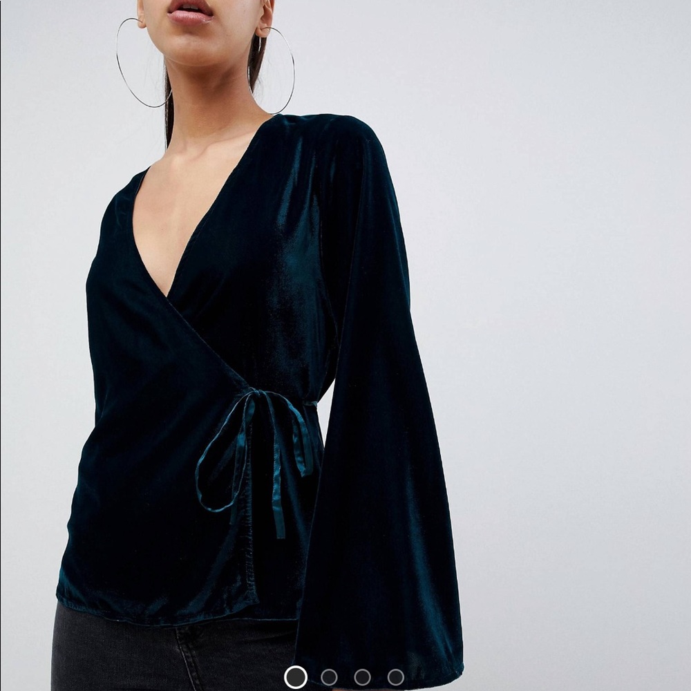 ASOS long sleeves wrap top in velvet